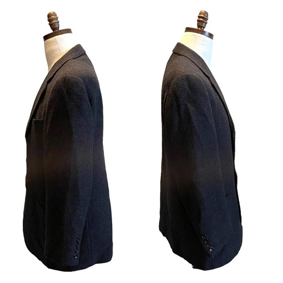 VESTIMENTA SPA ARMANI Suit Jacket Blazer Tweed Black Blue Size 40R Italy - Picture 3 of 12